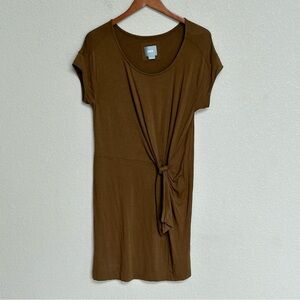 Maeve‎ Anthropologie Knot Front T-Shirt Dress Size XS Brown Preppy Career